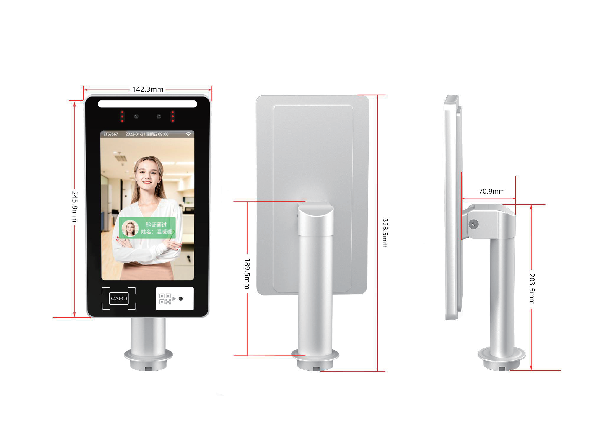 Pedestal-mount dimensions